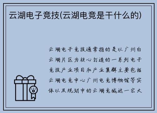 云湖电子竞技(云湖电竞是干什么的)
